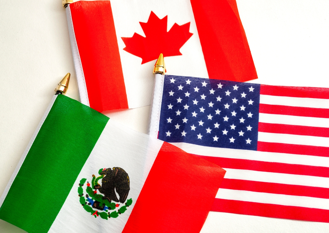 Canada, United States, Mexico Flags