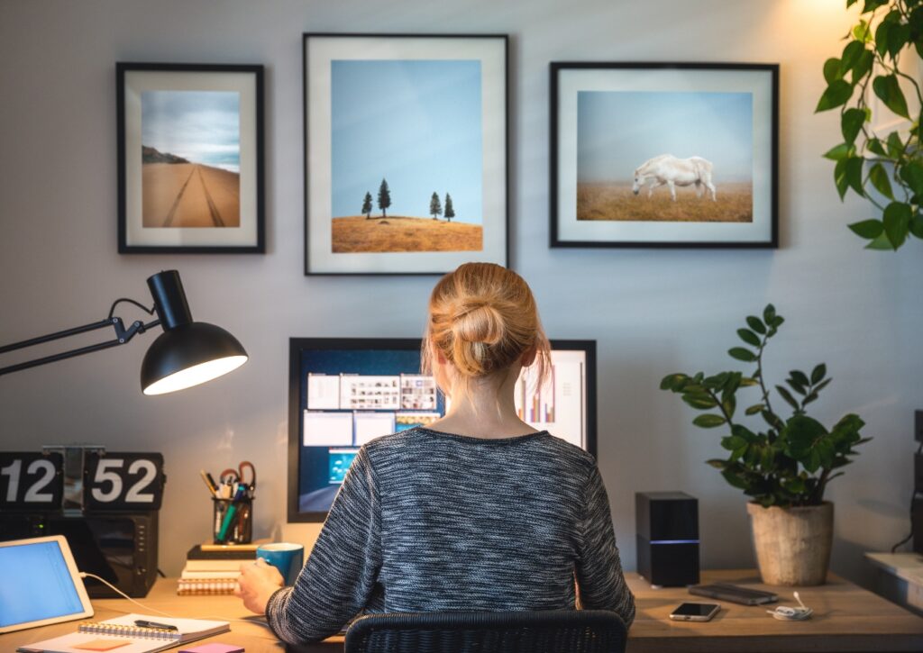 woman working on a computer